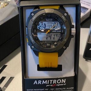 Armitron Men's Watch with Yellow Strap and Black Dial